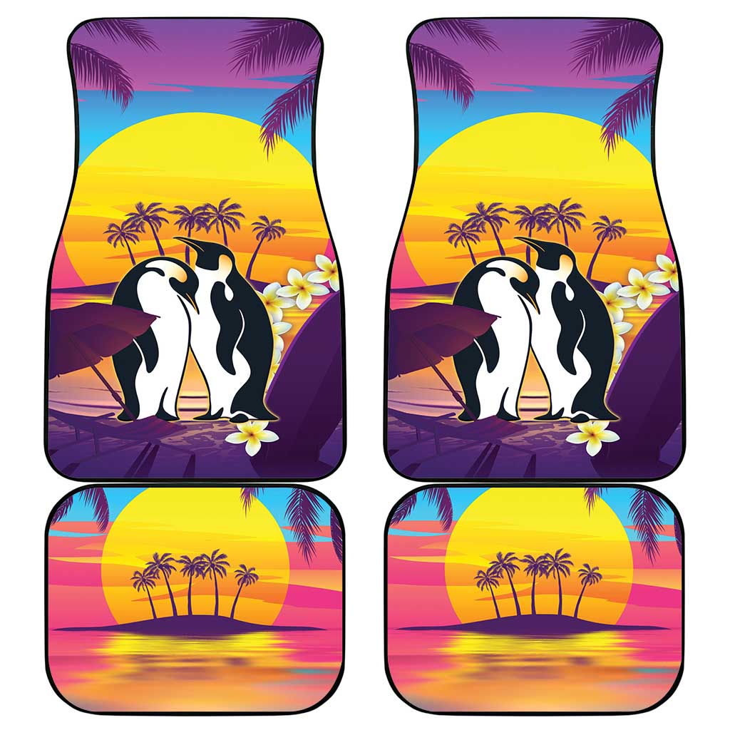Hawaii Penguin Couple Car Mats You Are My Valentine - Tropical Sunset Vibes