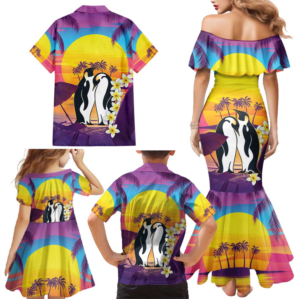 Hawaii Penguin Couple Family Matching Mermaid Dress and Hawaiian Shirt You Are My Valentine - Tropical Sunset Vibes