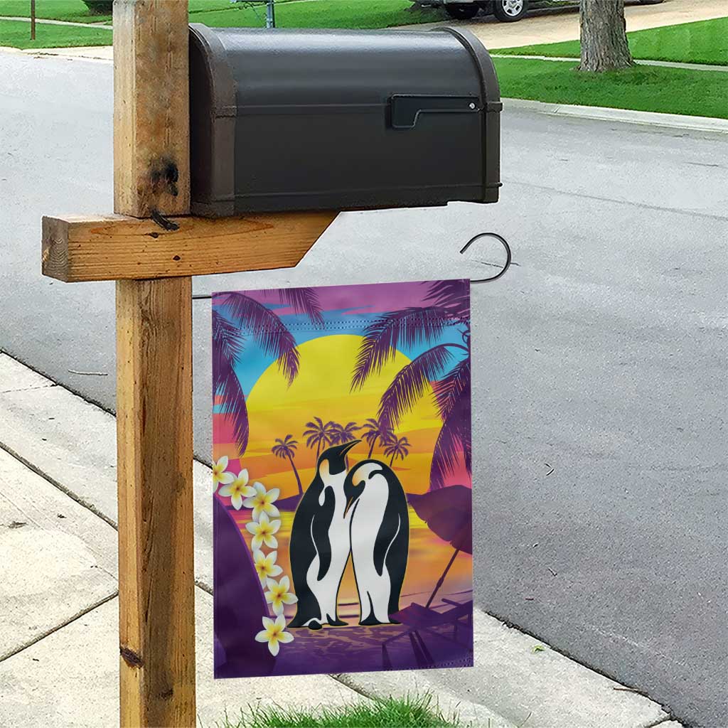 Hawaii Penguin Couple Garden Flag You Are My Valentine - Tropical Sunset Vibes