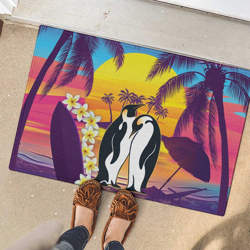 Hawaii Penguin Couple Rubber Doormat You Are My Valentine - Tropical Sunset Vibes