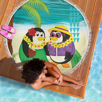 Hawaii Penguin Couple Beach Blanket Hawaiian Kakau - Tropical Summer Vibes