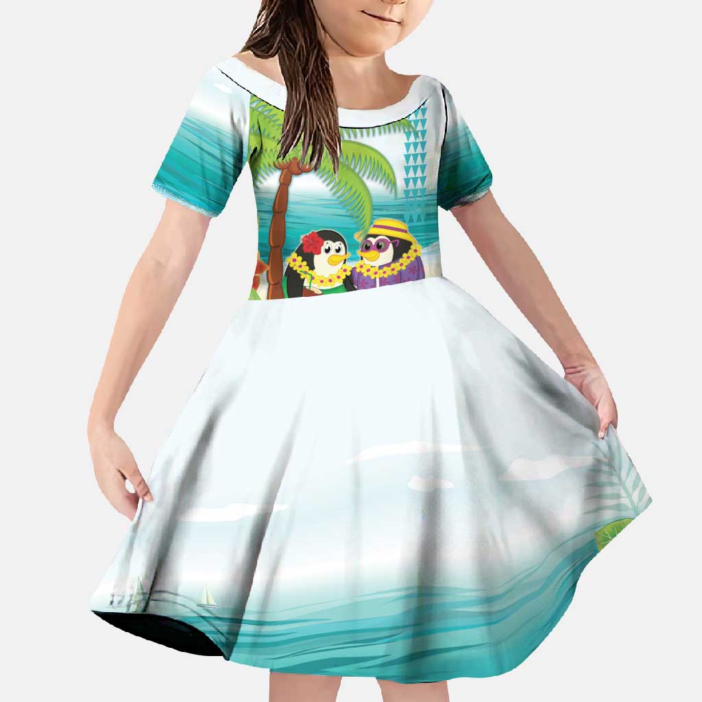 Hawaii Penguin Couple Family Matching Off Shoulder Maxi Dress and Hawaiian Shirt Hawaiian Kakau - Tropical Summer Vibes