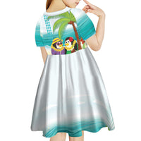 Hawaii Penguin Couple Kid Short Sleeve Dress Hawaiian Kakau - Tropical Summer Vibes