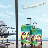 Hawaii Penguin Couple Luggage Cover Hawaiian Kakau - Tropical Summer Vibes