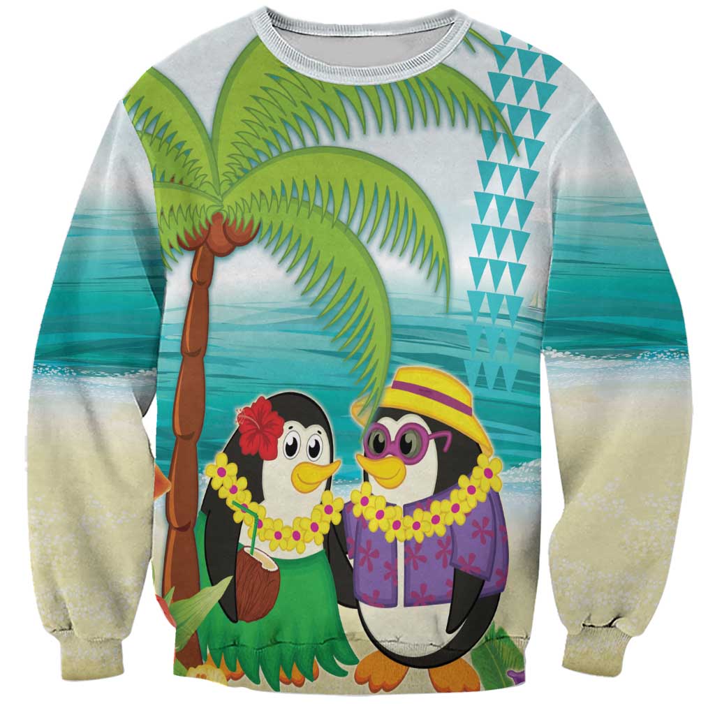 Hawaii Penguin Couple Sweatshirt Hawaiian Kakau - Tropical Summer Vibes