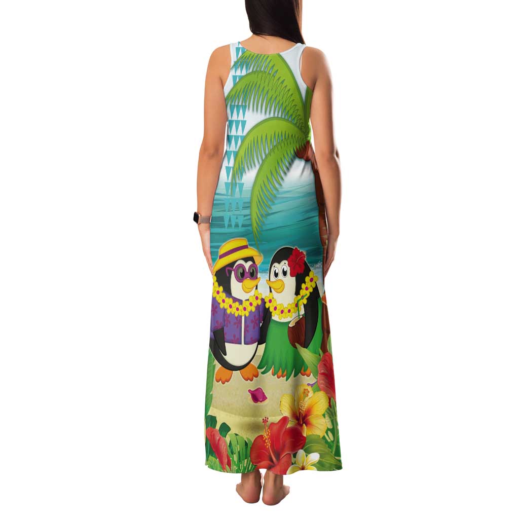 Hawaii Penguin Couple Tank Maxi Dress Hawaiian Kakau - Tropical Summer Vibes