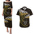 New Zealand Matariki Couples Matching Puletasi and Hawaiian Shirt Maori New Year Silver Fern And Lizard - Gold