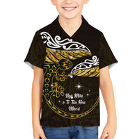 New Zealand Matariki Kid Hawaiian Shirt Maori New Year Silver Fern And Lizard - Gold LT14 Kid Gold - Polynesian Pride