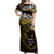 New Zealand Matariki Off Shoulder Maxi Dress Maori New Year Silver Fern And Lizard - Gold