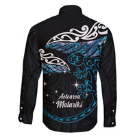New Zealand Matariki Family Matching Puletasi and Hawaiian Shirt Maori New Year Silver Fern And Lizard - Turquosie LT14 - Polynesian Pride