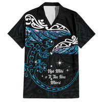 New Zealand Matariki Family Matching Short Sleeve Bodycon Dress and Hawaiian Shirt Maori New Year Silver Fern And Lizard - Turquosie LT14 Dad's Shirt - Short Sleeve Turquoise - Polynesian Pride