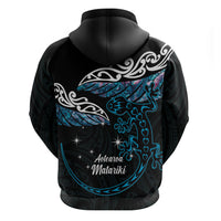 New Zealand Matariki Hoodie Maori New Year Silver Fern And Lizard - Turquosie