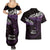New Zealand Matariki Couples Matching Summer Maxi Dress and Hawaiian Shirt Maori New Year Silver Fern And Lizard - Purple