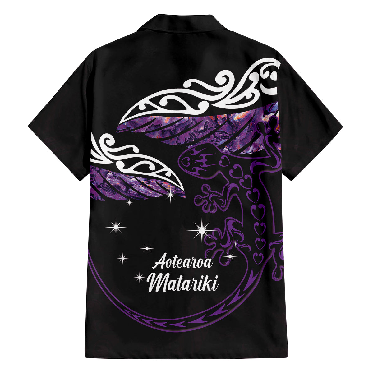New Zealand Matariki Family Matching Long Sleeve Bodycon Dress and Hawaiian Shirt Maori New Year Silver Fern And Lizard - Purple LT14 - Polynesian Pride