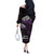 New Zealand Matariki Off The Shoulder Long Sleeve Dress Maori New Year Silver Fern And Lizard - Purple