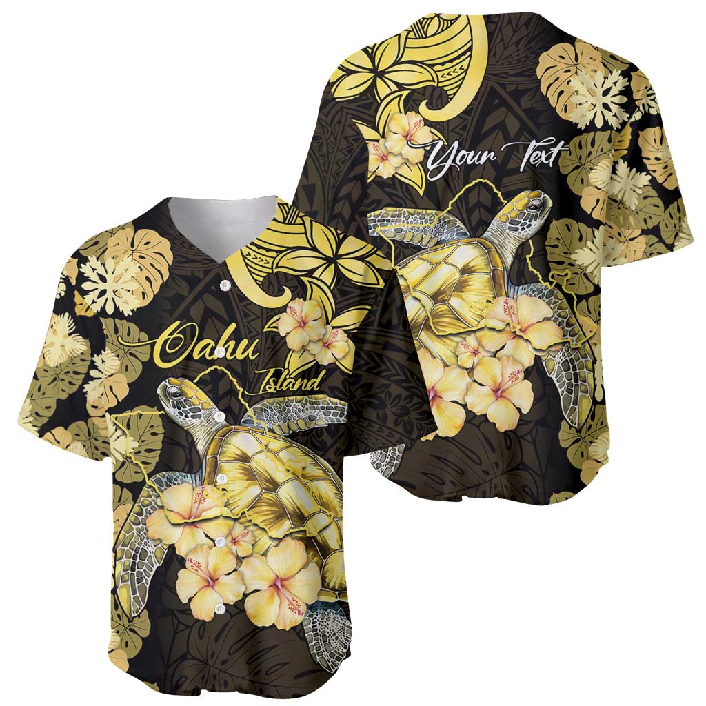 Personalised Aloha Hawaii Oahu Island Baseball Jersey Gathering Place Sea Turtle Ilima Flowers