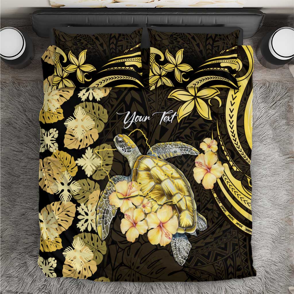 Personalised Aloha Hawaii Oahu Island Bedding Set Gathering Place Sea Turtle Ilima Flowers