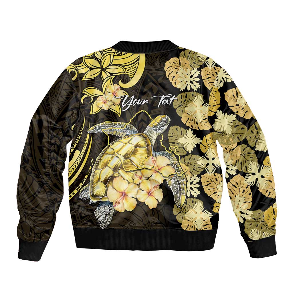 Personalised Aloha Hawaii Oahu Island Bomber Jacket Gathering Place Sea Turtle Ilima Flowers LT14 - Polynesian Pride