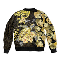 Personalised Aloha Hawaii Oahu Island Bomber Jacket Gathering Place Sea Turtle Ilima Flowers LT14 - Polynesian Pride