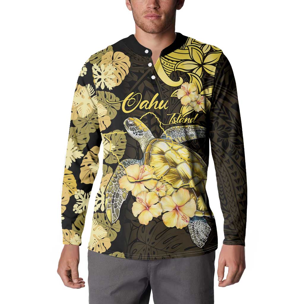 Personalised Aloha Hawaii Oahu Island Button Sweatshirt Gathering Place Sea Turtle Ilima Flowers