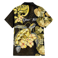 Personalised Aloha Hawaii Oahu Island Family Matching Off Shoulder Maxi Dress and Hawaiian Shirt Gathering Place Sea Turtle Ilima Flowers