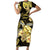 Personalised Aloha Hawaii Oahu Island Family Matching Short Sleeve Bodycon Dress and Hawaiian Shirt Gathering Place Sea Turtle Ilima Flowers