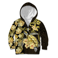 Personalised Aloha Hawaii Oahu Island Kid Hoodie Gathering Place Sea Turtle Ilima Flowers