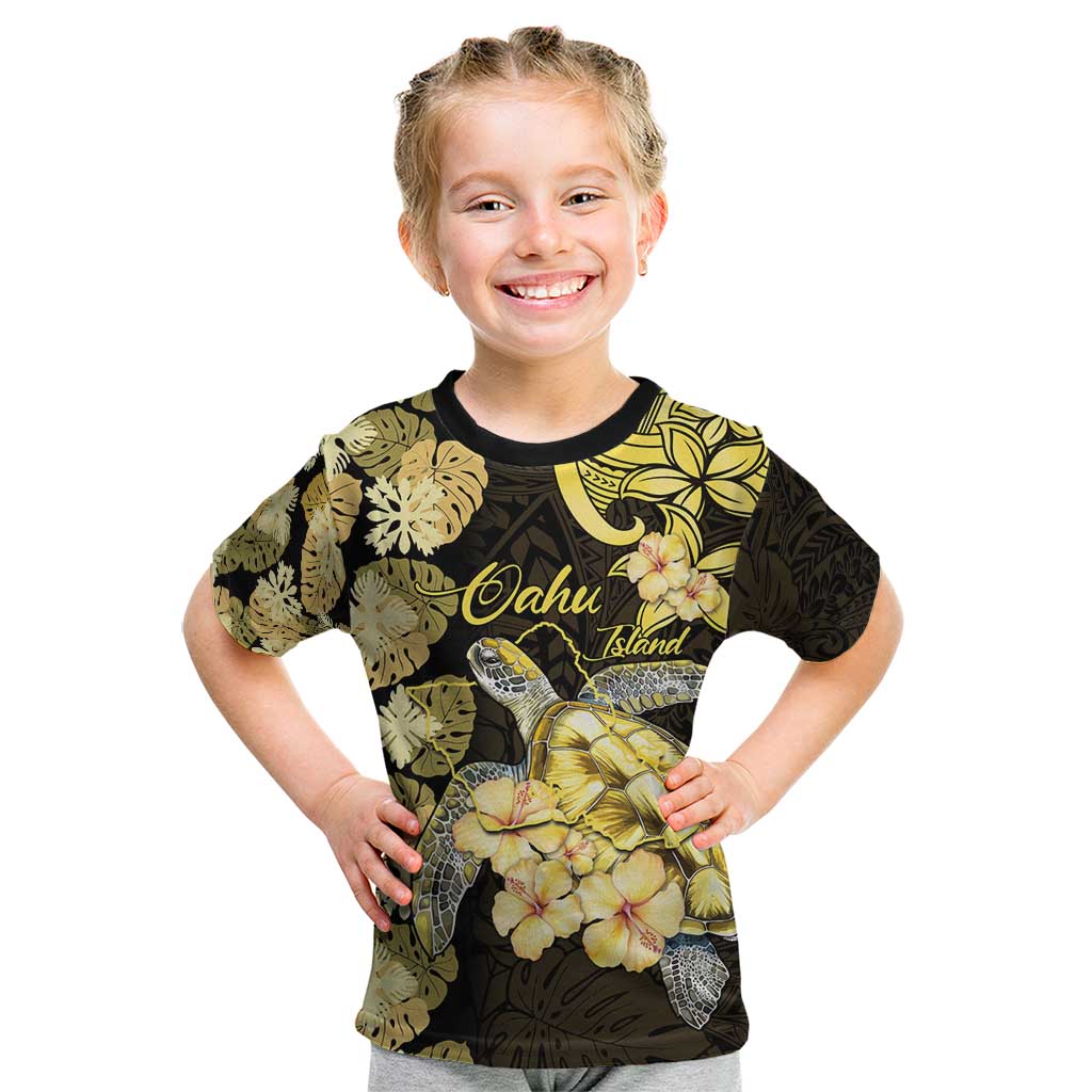 Personalised Aloha Hawaii Oahu Island Kid T Shirt Gathering Place Sea Turtle Ilima Flowers