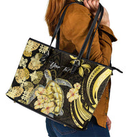 Personalised Aloha Hawaii Oahu Island Leather Tote Bag Gathering Place Sea Turtle Ilima Flowers