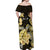 Personalised Aloha Hawaii Oahu Island Off Shoulder Maxi Dress Gathering Place Sea Turtle Ilima Flowers