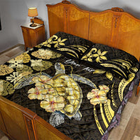 Personalised Aloha Hawaii Oahu Island Quilt Bed Set Gathering Place Sea Turtle Ilima Flowers