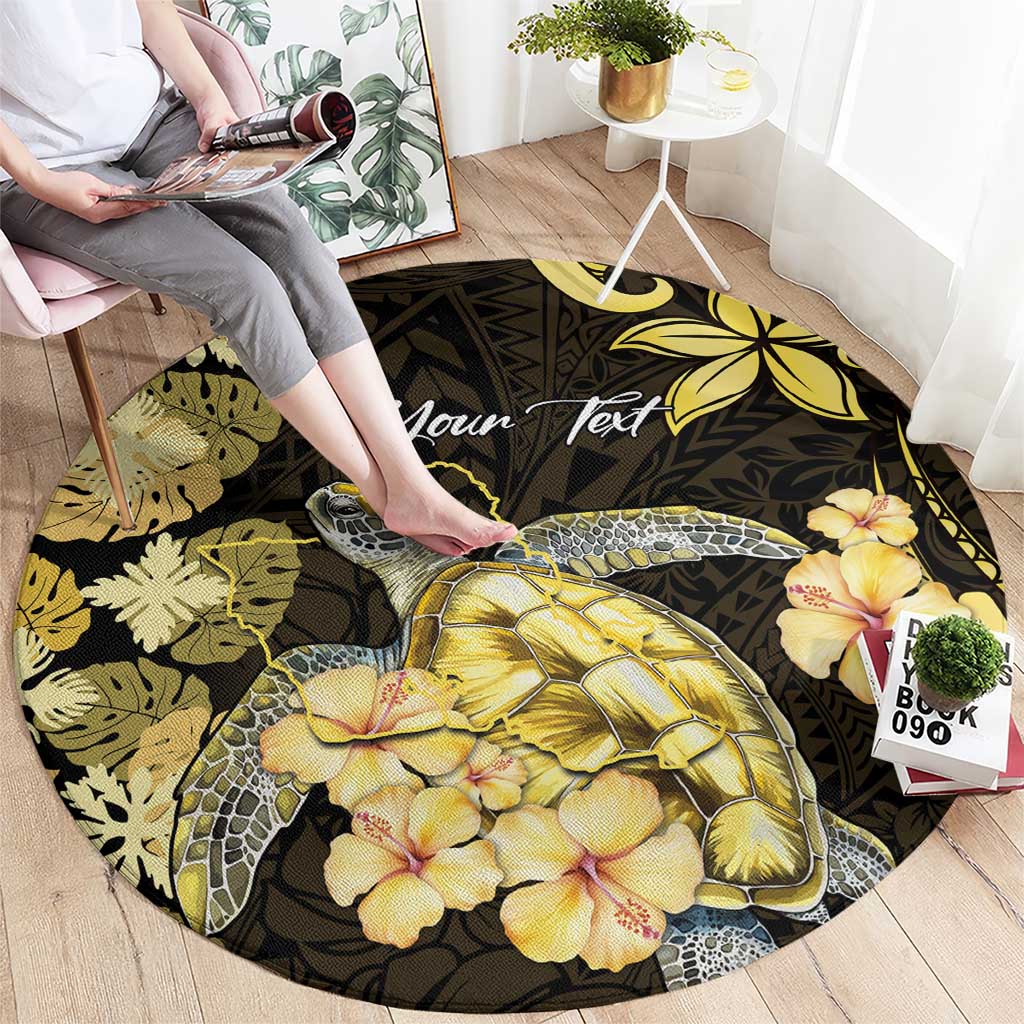 Personalised Aloha Hawaii Oahu Island Round Carpet Gathering Place Sea Turtle Ilima Flowers