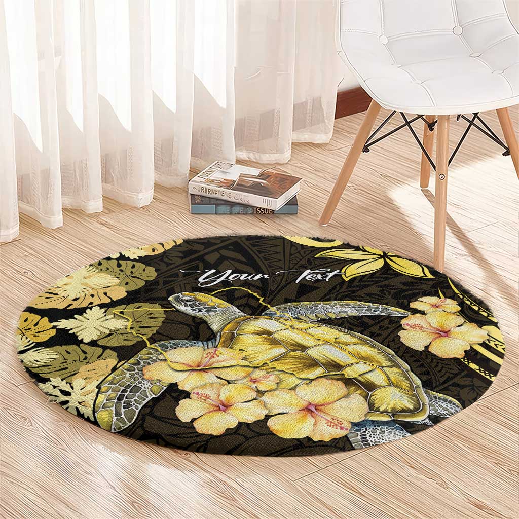 Personalised Aloha Hawaii Oahu Island Round Carpet Gathering Place Sea Turtle Ilima Flowers