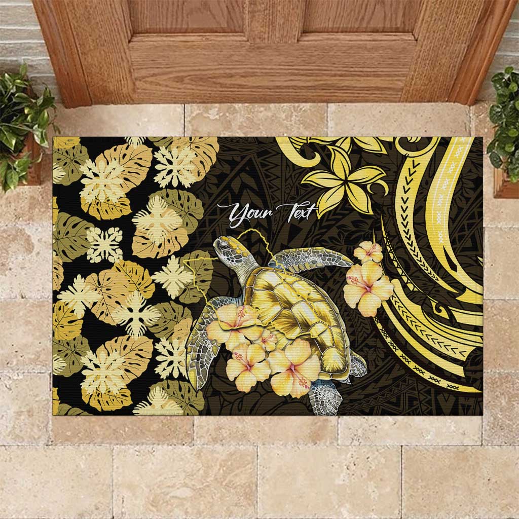 Personalised Aloha Hawaii Oahu Island Rubber Doormat Gathering Place Sea Turtle Ilima Flowers