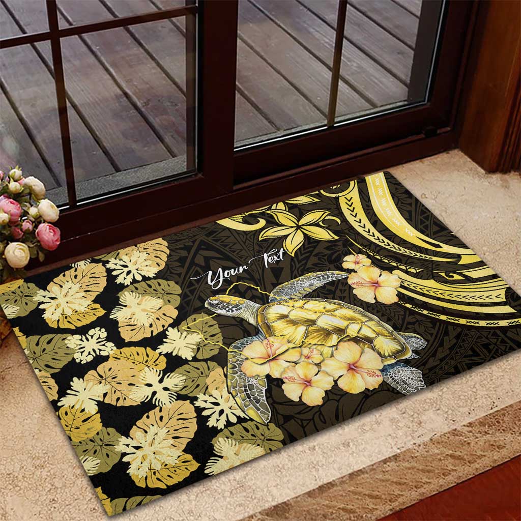 Personalised Aloha Hawaii Oahu Island Rubber Doormat Gathering Place Sea Turtle Ilima Flowers