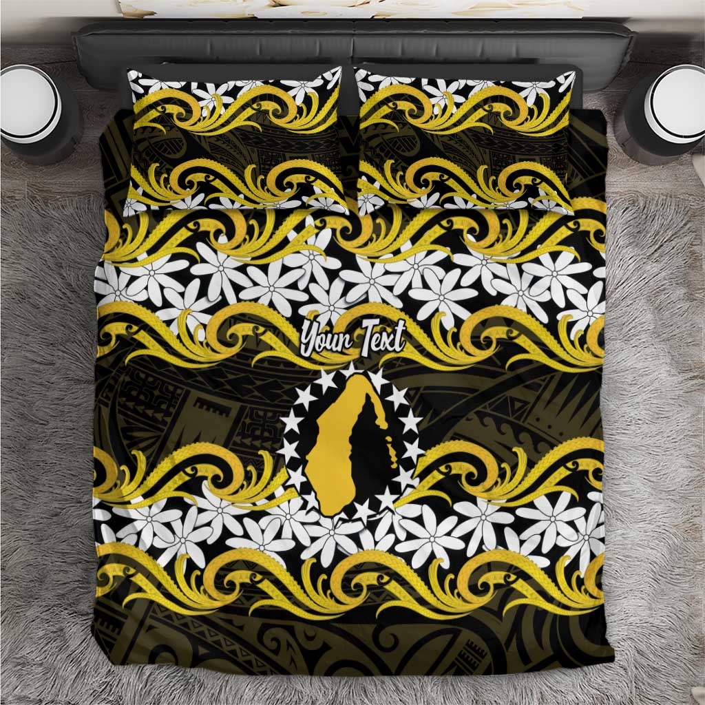 Personalised Cook Islands Aitutaki Bedding Set Tiare Maori Polynesian Waves Tattoo LT14 Yellow - Polynesian Pride