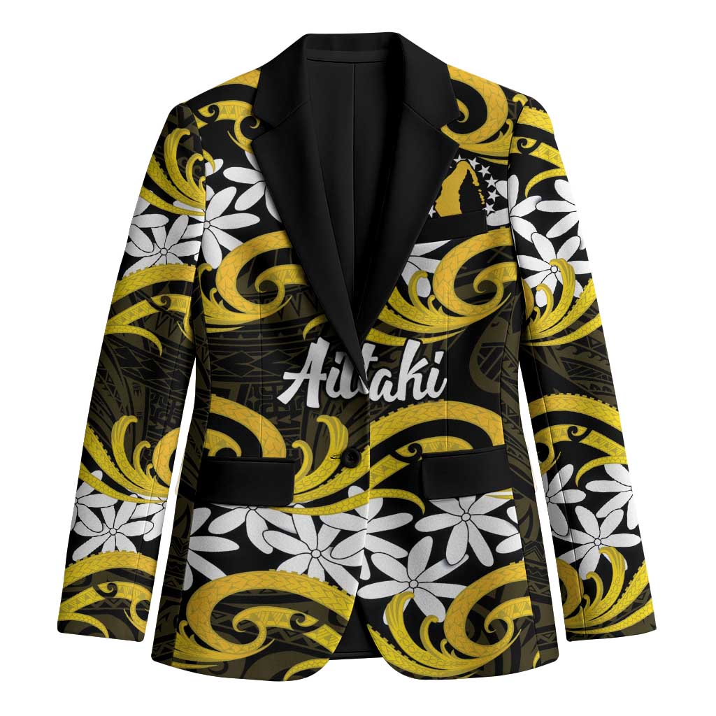 Personalised Cook Islands Aitutaki Blazer Tiare Maori Polynesian Waves Tattoo