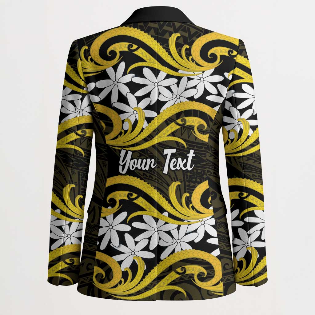 Personalised Cook Islands Aitutaki Blazer Tiare Maori Polynesian Waves Tattoo