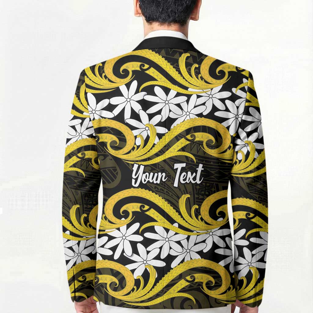 Personalised Cook Islands Aitutaki Blazer Tiare Maori Polynesian Waves Tattoo