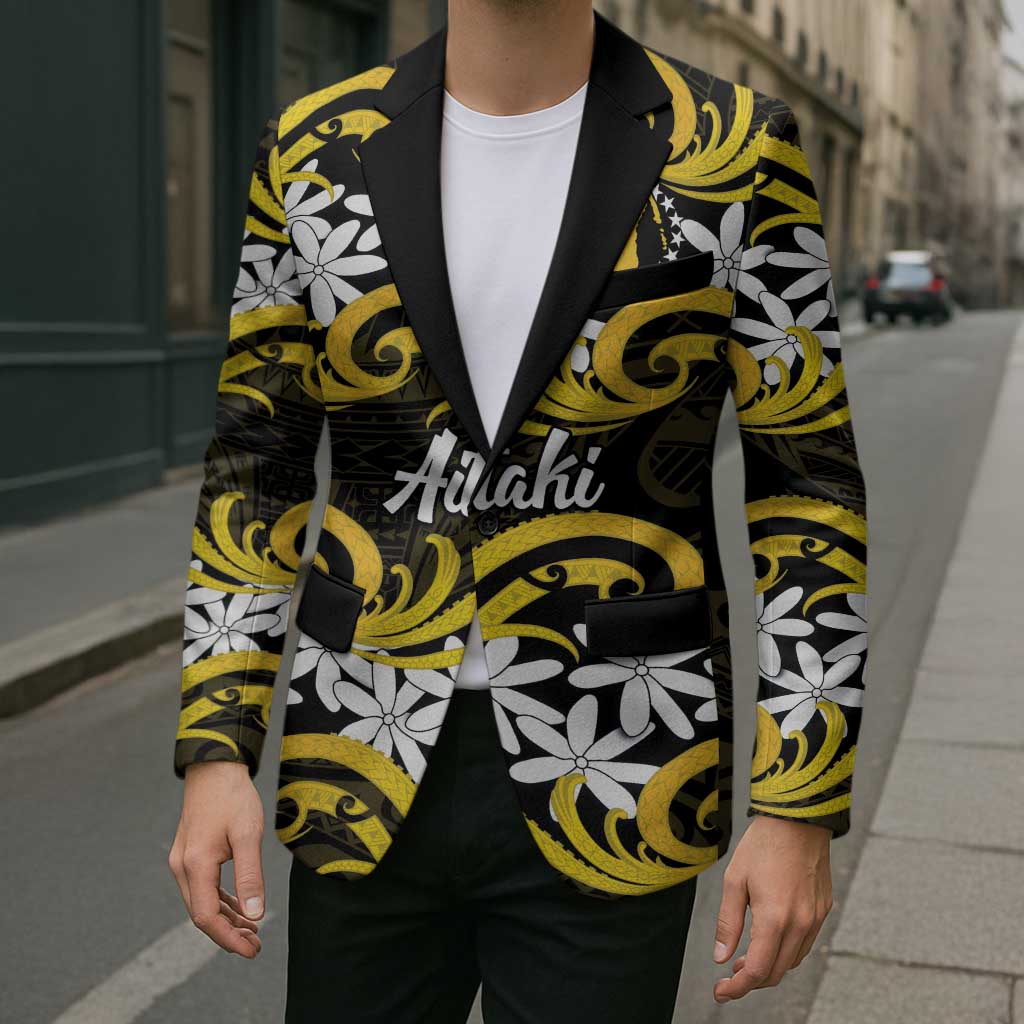 Personalised Cook Islands Aitutaki Blazer Tiare Maori Polynesian Waves Tattoo