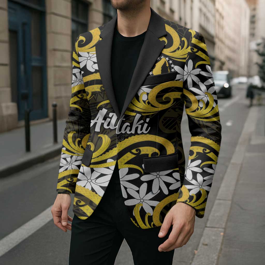 Personalised Cook Islands Aitutaki Blazer Tiare Maori Polynesian Waves Tattoo