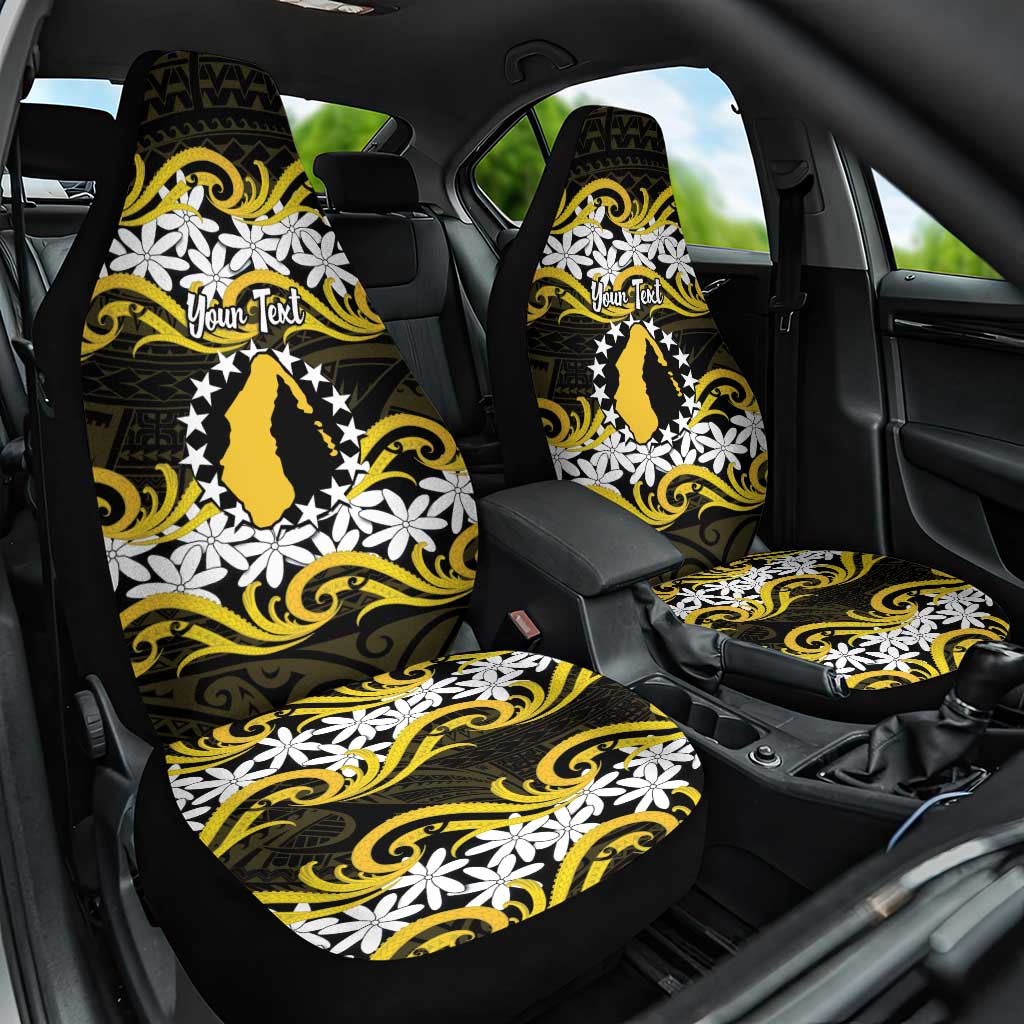 Personalised Cook Islands Aitutaki Car Seat Cover Tiare Maori Polynesian Waves Tattoo