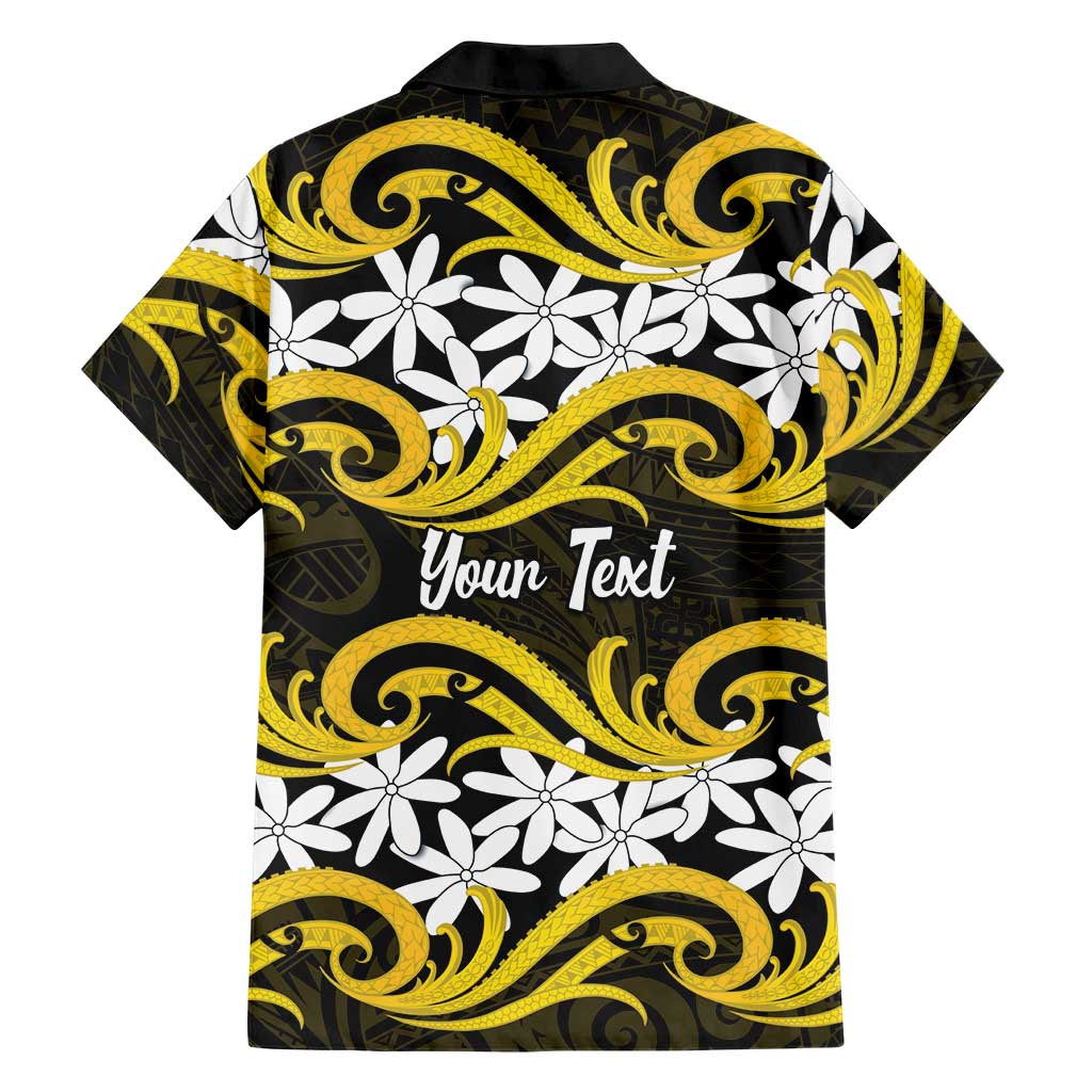 Personalised Cook Islands Aitutaki Family Matching Off Shoulder Maxi Dress and Hawaiian Shirt Tiare Maori Polynesian Waves Tattoo LT14 - Polynesian Pride