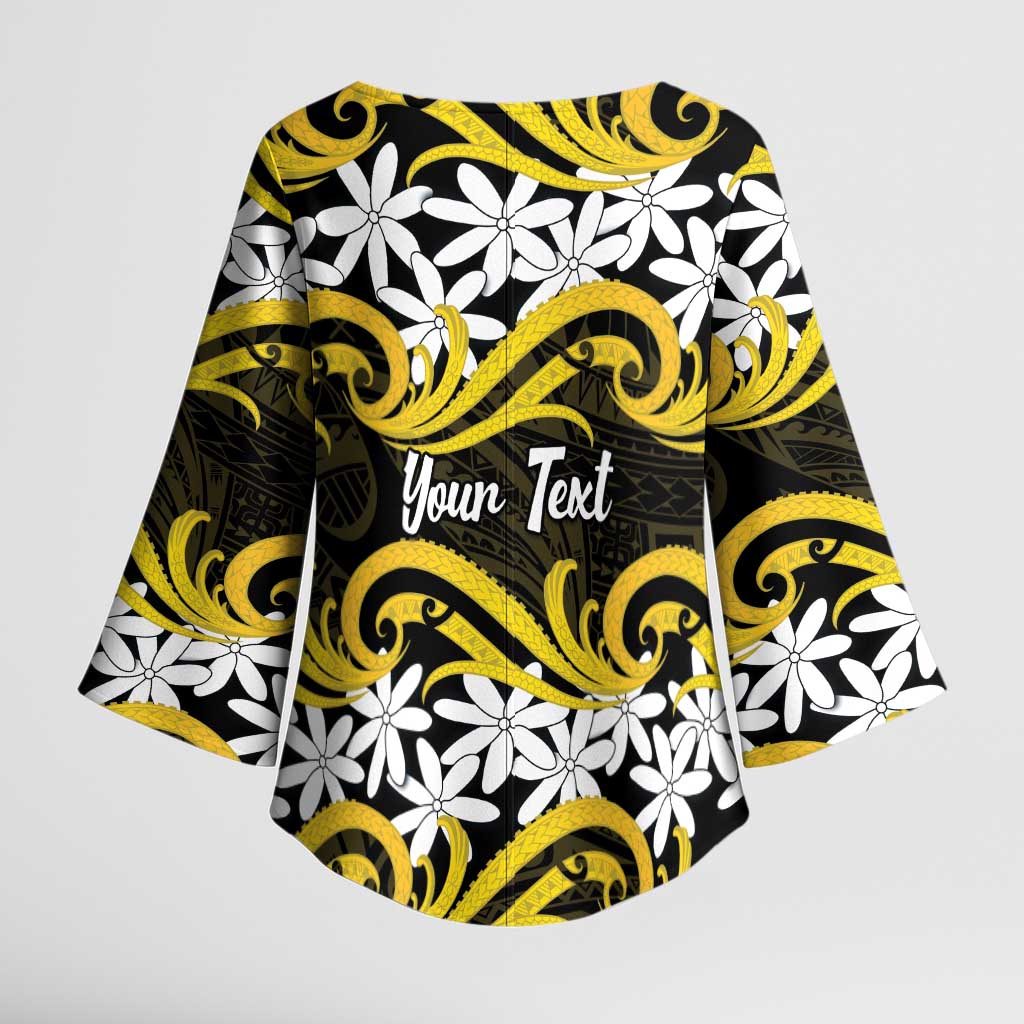 Personalised Cook Islands Aitutaki Kimono Sleeve Blouse Tiare Maori Polynesian Waves Tattoo LT14 - Polynesian Pride