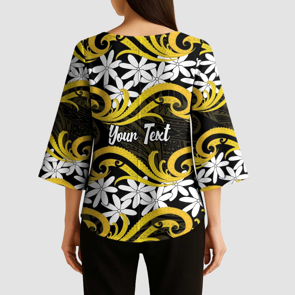 Personalised Cook Islands Aitutaki Kimono Sleeve Blouse Tiare Maori Polynesian Waves Tattoo LT14 - Polynesian Pride