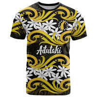 Personalised Cook Islands Aitutaki T Shirt Tiare Maori Polynesian Waves Tattoo