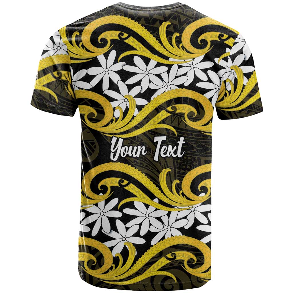 Personalised Cook Islands Aitutaki T Shirt Tiare Maori Polynesian Waves Tattoo