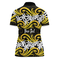 Personalised Cook Islands Aitutaki Women Polo Shirt Tiare Maori Polynesian Waves Tattoo