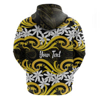 Personalised Cook Islands Aitutaki Zip Hoodie Tiare Maori Polynesian Waves Tattoo LT14 - Polynesian Pride