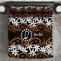 Personalised Cook Islands Rakahanga Bedding Set Tiare Maori Polynesian Waves Tattoo LT14 Orange - Polynesian Pride
